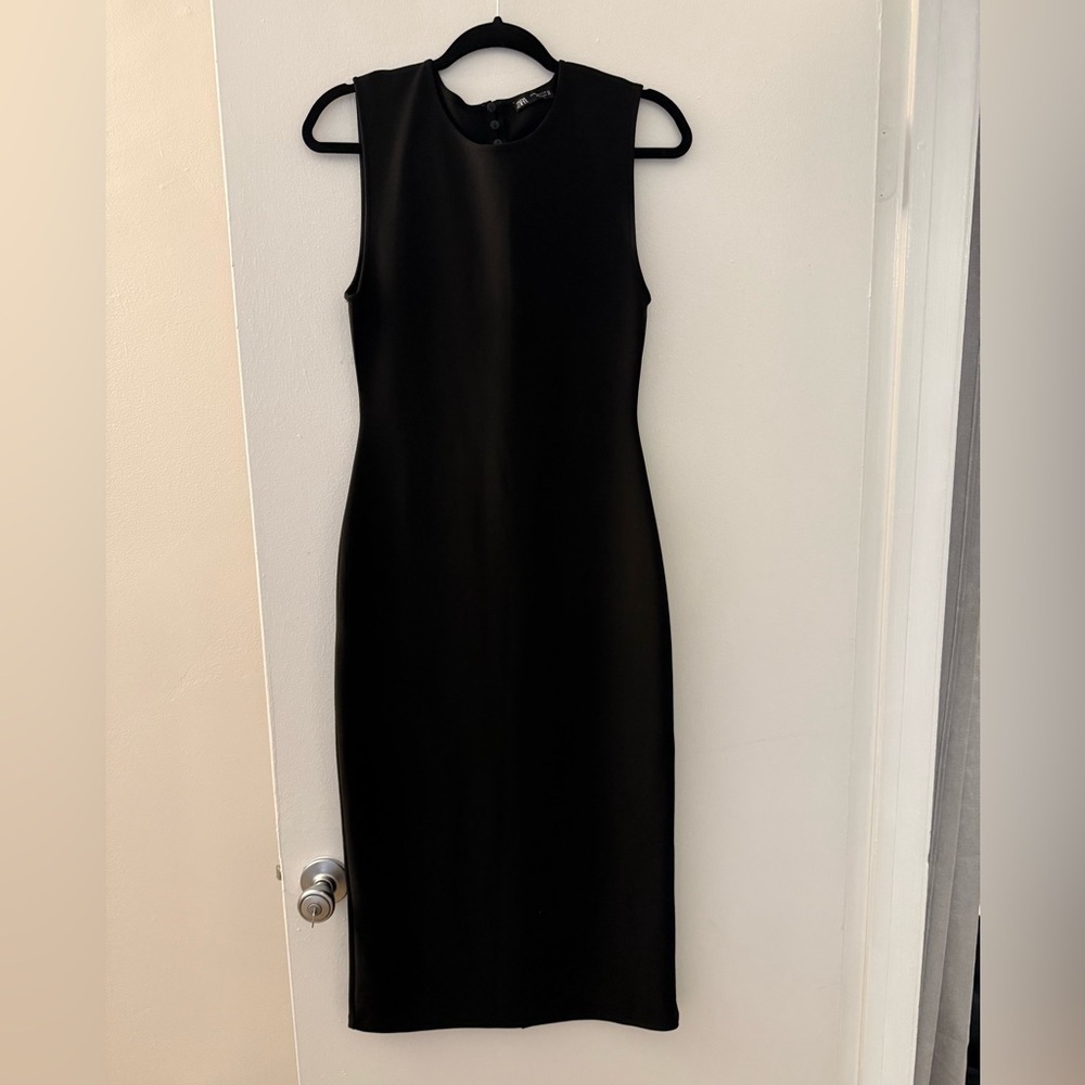 Zara Classic Black Midi Dress
